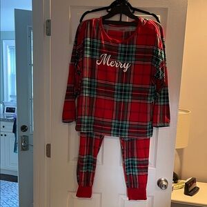 Women's Red Plaid Pajama Set